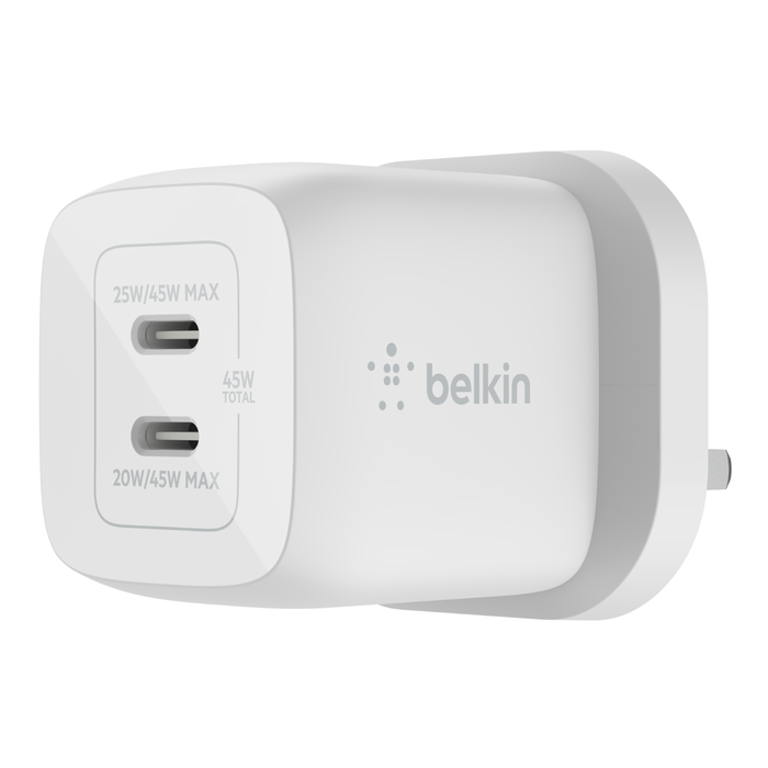Dual USB-C GaN Wall Charger with PPS 45W, , hi-res